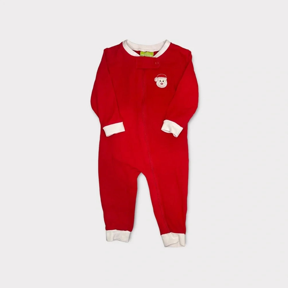 Classic Whimsy Red & White Monogrammed OVC Holiday Butt Flap Sleeper